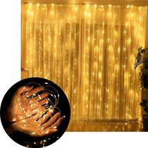 Pisca Cascata Fio De Fada Natal 600 LEDs Amarelo 3x3m 220v Pisca Cascata Fio De Fada Natal 600 LEDs Amarelo 3x3m 220v