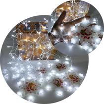 Pisca Cascata Flocos Natal 80 Lâmpadas LEDs Branco 220v 3M