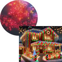 Pisca Cascata Varal Estrelas 408 LEDs Luz Colorido 10m 220v