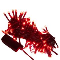 Pisca Cordão 10 Metros Fio Verde C/ 100 LEDS Vermelho Fixo Bivolt Pisca Cordão 10 Metros Fio Verde C/ 100 LEDS Vermelho Fixo Bivolt