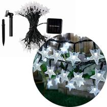 Pisca Cordão Estrelas Solar Externo Jardim 5m 20leds Branco