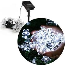 Pisca Cordão Flores Cerejeira Solar Externo 5M 20LEDs Branco