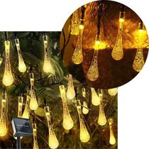 Pisca Cordão Gotas Natal Solar Externo De 5M 20 LEDs Amarelo Pisca Cordão Gotas Natal Solar Externo De 5M 20 LEDs Amarelo