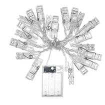 Pisca- Cordão Transparente Pregador 20 LEDS Branco Morno 2m USB Pisca- Cordão Transparente Pregador 20 LEDS Branco Morno 2m USB