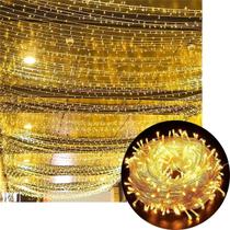 Pisca Cordão Varal Natal 300 Lâmpadas LEDs Amarelo 25m 220v Pisca Cordão Varal Natal 300 Lâmpadas LEDs Amarelo 25m 220v