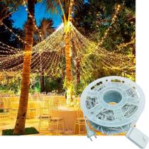 Pisca Cordão Varal Natal 600 Lâmpadas Leds Amarelo 100m 220v