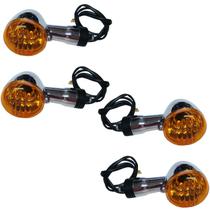 Pisca Cromado Intruder 125 250 Chopper Virago Shadow Outras Laranja 4 Peças - Gvs