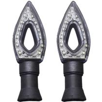 Pisca de led moto seta mini flecha vazado flexivel cristal par