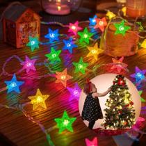 Pisca Estrela Led 2 Metros 8 Estrelas Decoração De Natal Pilha AA - Sem marca