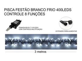 Pisca Festão 400 LEDs 3M Bivolt Luz Branco Fria de Natal