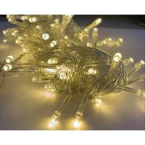 Pisca fio reto com 100 leds branco quente 8 funções 7,5 m