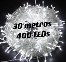 Pisca Fio Transparente 400 Leds 8f 127v 30metros Branco/Branco Quente/Azul/ Colorido - princesa