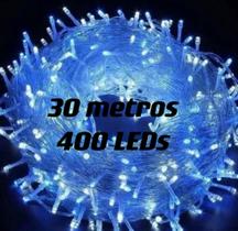 Pisca Fio Transparente 400 Leds 8f 127v 30metros Branco/Branco Quente/Azul/ Colorido