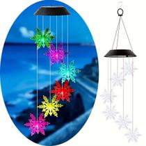Pisca Giratório Solar Flocos Neve Enfeite Natal LED Colorido