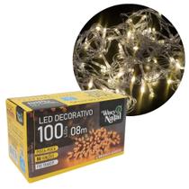 Pisca LED Branco Quente Sequencial 100 Lâmpadas 8 Funções Fio Transparente 8 Metros 127V Pisca LED Branco Quente Sequencial 100 Lâmpadas 8 Funções Fio Transparente 8 Metros 127V