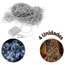 Pisca Luz Natal Led 100 Leds 10 Metros 4 Unidades Branco Decoração Pisca Luz Natal Led 100 Leds 10 Metros 4 Unidades Branco Decoração