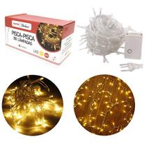 Pisca Pisca 100 Lâmpadas LED Branco Quente Fio Transparente 8 Funções 127V - Master Christmas Pisca Pisca 100 Lâmpadas LED Branco Quente Fio Transparente 8 Funções 127V - Master Christmas