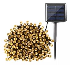 Pisca Pisca 100 Lâmpadas Led Solar Cordão Natal Prova D'água 8 Funções 10m