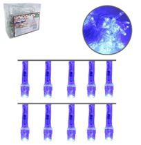 Pisca pisca 100 leds azul 127v 9m 4 funcoes fio transparente - Natalkasa