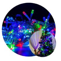 Pisca-Pisca 200 Lâmpadas Colorido LED Festa Natal Decoração Natalina 18m 127v 60hz Botão Cores