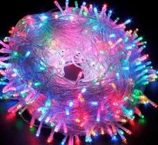 Pisca Pisca 200 Led Cordão de Natal Luz 8 Funções Fio Transparente Decoração 15 Metros 110v - princesa