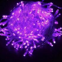 Pisca Pisca 220v Natal Led 100 Lâmpadas 8 funções 9 Metros Roxo