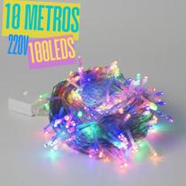 Pisca pisca arvore de natal fio transparente 100 leds colorida 10 metros 220v ref.: 85100