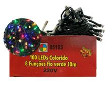 Pisca pisca arvore de natal fio verde 100 leds colorida 10 metros 220v ref.: 85103 Pisca pisca arvore de natal fio verde 100 leds colorida 10 metros 220v ref.: 85103