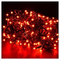 Pisca Pisca Branco Vermelho com 100 LEDs e 8 Efeitos 9,7m 127V fio verde - v8