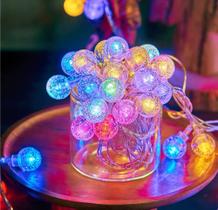 Pisca Pisca Colorido 50 LEDs 6 Metros Decoração Natalina Bolinha Cristal Cordão 110V Pisca Pisca Colorido 50 LEDs 6 Metros Decoração Natalina Bolinha Cristal Cordão 110V