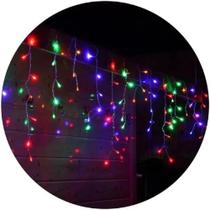 Pisca-Pisca Colorido Cascata 200 Lâmpadas LED 127v 60hz Botão Ajuste Decoração Natalina Festa Natal - LBSHOP