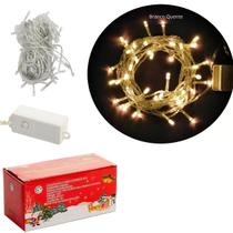 Pisca Pisca Com 100 LEDs Warm 8 Funçôes Fio Transparente 10m
