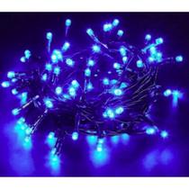 Pisca-Pisca Cordão Fio Verde 100 Led Azul 8 Funcoes 110V