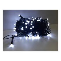 Pisca pisca de led com 100 lâmpadas branca fria fio verde de 8mt