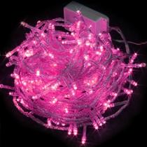 Pisca pisca de led com 100 lâmpadas rosa fio transparente