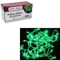 Pisca Pisca De Led Verde 100 Lâmpadas 110v 8 Funções Enfeite Decoração Natalino