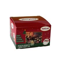 Pisca Pisca de Natal 100 Lâmpadas LED Coloridas Fio Verde 220v - Festive