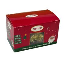 Pisca Pisca de Natal 200 Lâmpadas LED Branco Quente Fio Transparente 110v - Festive