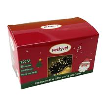 Pisca Pisca de Natal 200 Lâmpadas LED Branco Quente Fio Verde 110v - Festive
