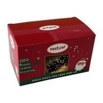 Pisca Pisca de Natal 200 Lâmpadas LED Branco Quente Fio Verde 220v - Festive
