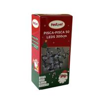 Pisca Pisca de Natal 50 Lâmpadas LED Branco Fria Fio Verde 110v - Festive