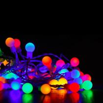 Pisca Pisca De Natal Bolinhas Cerejinhas Colorido RGB 66 LEDs 10 Metros Fio Transparente Via USB