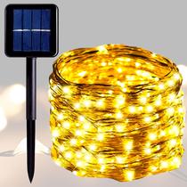 Pisca Pisca De Natal Fio Corda 100 Leds 10 Metros Recarregável Placa Solar Linha Premium