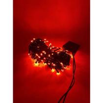 Pisca pisca led 100 lâmpadas fio verde luz vermelha e branca decoração natalina