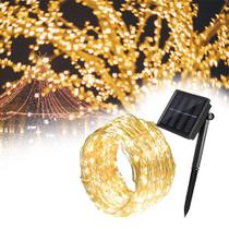 Pisca Pisca Led 200 Lâmpadas Fio de Fada Solar Colorido ou Dourado 20m Decoração Enfeite Jardim Luzes de Natal