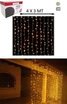 Pisca Pisca Modelo Cortina Fixa Decorativa 900 Lampadas Led Cor Branco Quente 4x3 MT - 110V