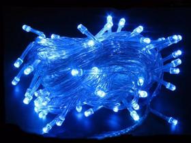 Pisca Pisca Natal 09 Metros 100 Micro Lâmpadas Led Azul 8 Funçoes 127V