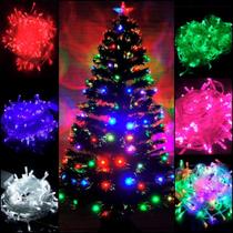 Pisca Pisca Natal 100 Leds 10 Metros Fio Transparente Luz Decoração 110V 8 Funções Vários Cores