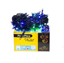 Pisca Pisca Natal Colorido 100 Leds 8 funções-9 m-kit 2 cxs