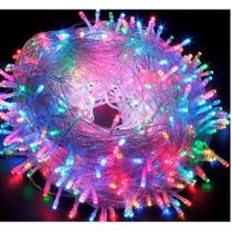 Pisca Pisca Natal Cordão 100 Leds 10m 8 Funções Varias Cores 110v